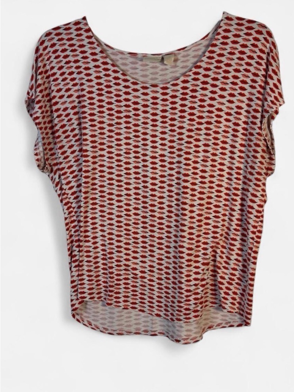 Chico’s Women’s Red Patterned Short-Sleeve Top Chico’s size 3, US Size 16, XL